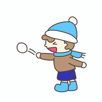 クリスマス 雪を投げる男の子 クリスマス,雪,投げる,男の子,冬,マフラー,帽子,手書き,かわいい,幼稚園のイラスト素材