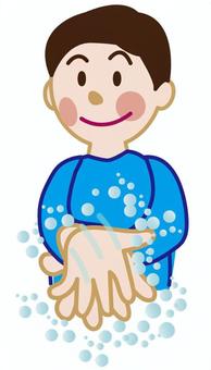 手の甲を洗う 手の甲を洗う 新型コロナウイルス,インフルエンザ,感染のイラスト素材