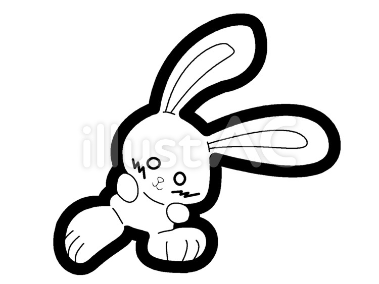 蹴りの動作に入りそうなうさぎ無色アイコン ウサギ,動物,かわいいのイラスト素材