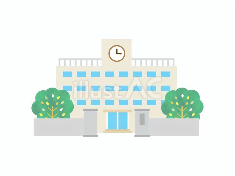 学校の建物　単体 小学校,イラスト,中学校のイラスト素材