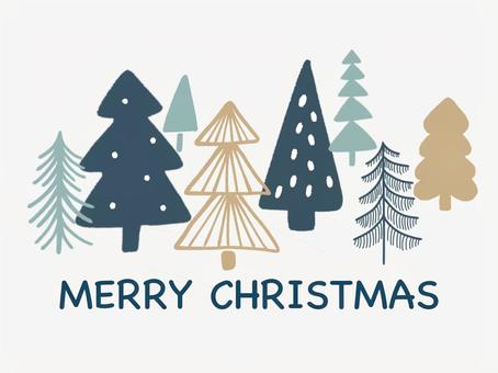 手描き風クリスマスツリー 冬,クリスマス,ツリー,木,森,樹木,植物,自然,雪,雪景色のイラスト素材