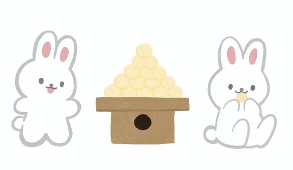 Illustration, moon viewing, rabbit, tsukimi dumplings, 