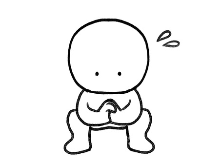 スクワットをする棒人間線画 棒人間,人物,スクワット,ストレッチ,筋トレ,手描き,落書き,黒,シンプル,素材のイラスト素材