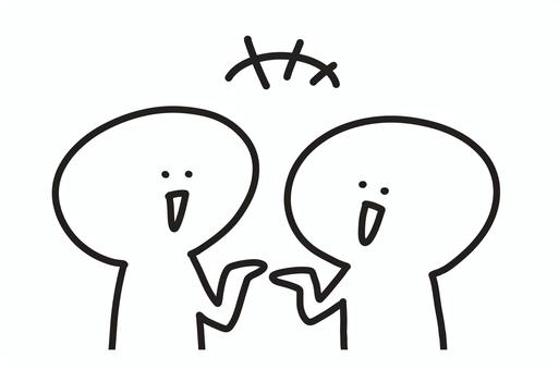 笑顔で楽しく話す2人　会話・おしゃべり 話し合う,笑顔,2人,二人,お喋り,おしゃべり,喋る,話す,会話,対話のイラスト素材