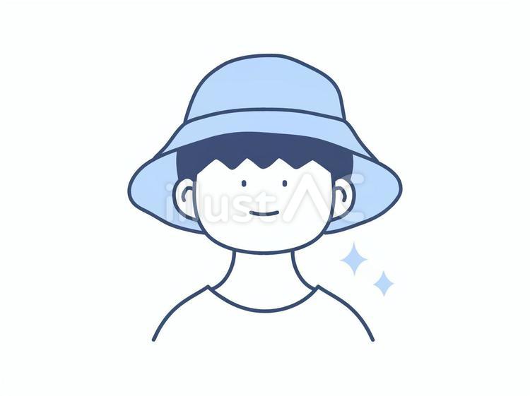 熱中症対策で帽子を被る男の子のイラスト 帽子,熱中症,予防のイラスト素材