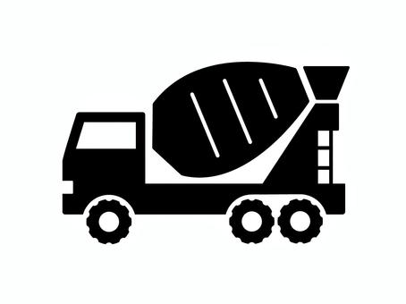 ミキサー車のアイコン ミキサー車,トラック,重機,工事,土木,コンクリート,建設,運搬,乗り物,黒のイラスト素材