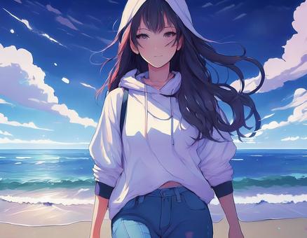 海岸を散歩