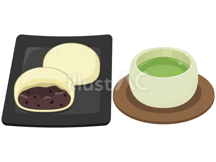 お茶とおまんじゅう お茶,おまんじゅう,饅頭のイラスト素材