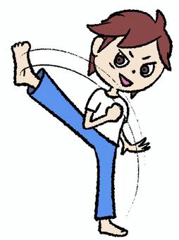 回し蹴りをする少年 回し蹴り,少年,かっこいい,強い,全身,キック,蹴り,戦う,人物,自衛のイラスト素材