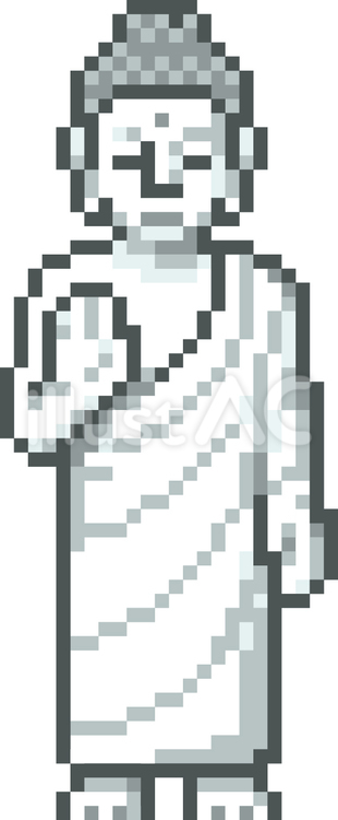 ドット絵の白の立像の仏像です。 ドット絵,立像,シンプルのイラスト素材