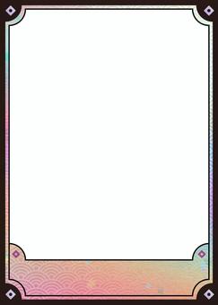 トレーディングカード 和風03(虹彩) トレーディングカード 和風03(虹彩) トレカ,フレーム,テンプレート,トレーディングカード,枠,和風,青海波,カード,カードゲームのイラスト素材