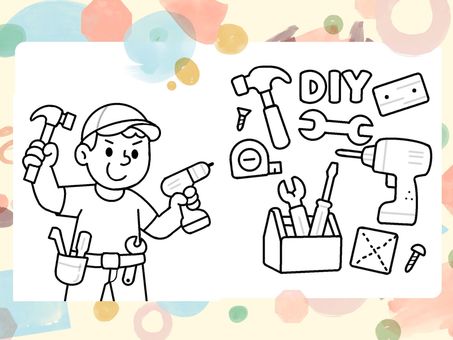 DIY　ぬりえ ぬりえ,かわいい,diy,日曜大工,お父さん,趣味のイラスト素材