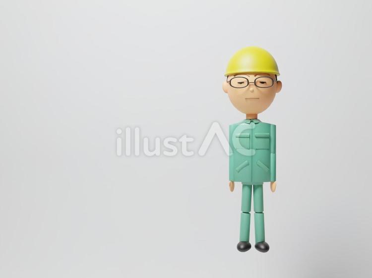 無表情でやる気の無い現場作業員男性・全身 現場監督,現場,施工のイラスト素材