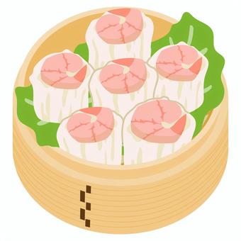 海老焼売 海老焼売,焼売,海老,ひき肉,せいろ,蒸し物,点心,包む,皮,中華料理のイラスト素材