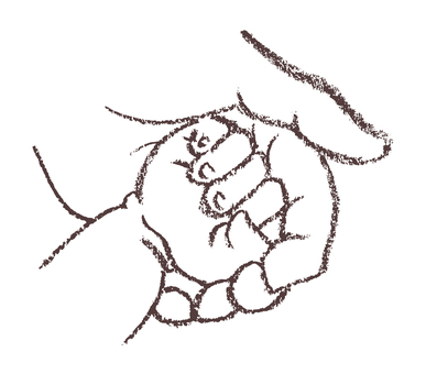 ハートとクレヨンで描いた親と赤ちゃんの手 ハート,手,赤ちゃん,新生児,母,父,子ども,お母さん,お父さん,親子のイラスト素材