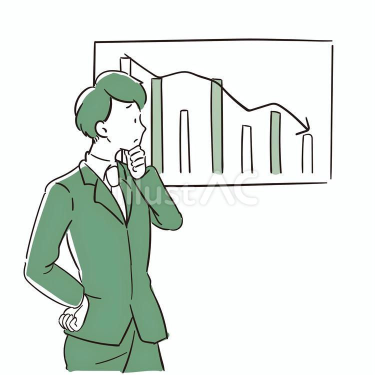 業績が落ちて困る男性社員 新社会人,社会人,リクルートのイラスト素材