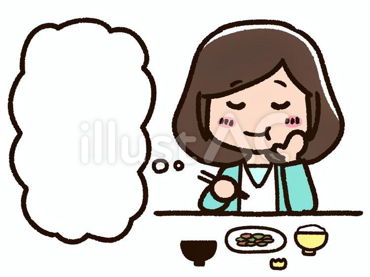 静かに食事をする女性と吹き出し 食事,吹き出し,女性のイラスト素材