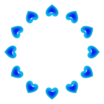 青いハートの丸い3Dフレーム1 ハート,フレーム,3d,立体,丸,可愛い,バレンタイン,フェミニン,飾り枠,正円のイラスト素材