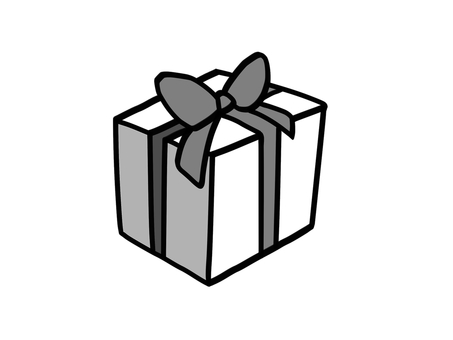クリスマスプレゼント　白黒 プレゼント,クリスマス,ギフト,贈り物,ボックス,リボン,シンプル,ラッピング,誕生日,記念日のイラスト素材