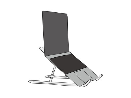 スタンドに乗せたパソコン パソコン,ノートパソコン,スタンド,作業,ガジェット,台,乗せる,手描きのイラスト素材