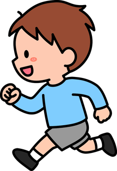 青の走る男の子です。 走る,シンプル,アクション,子供,元気,屋外,遊ぶ,動き,笑顔,男の子のイラスト素材