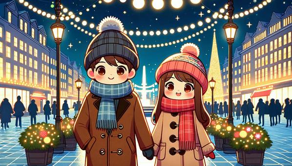 couple dating on christmas, a lover, a couple, male, JPG