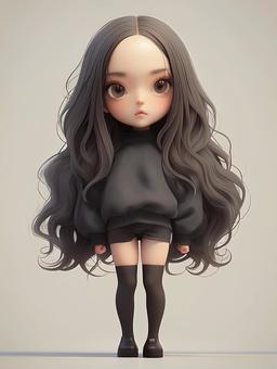 Illustration, chibi character, deformed, tiny, 