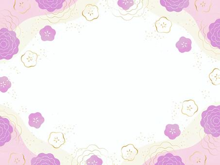 和風の花の背景19 和風,和柄,正月,花,梅,牡丹,年賀状,背景,フレーム,装飾のイラスト素材