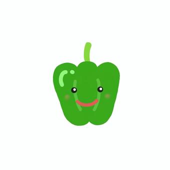 健康なピーマン(主線なし) ピーマン,食べ物,野菜,夏野菜,へた,１つ,単体,緑色,シンプル,かわいいのイラスト素材