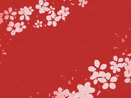 淡い桜と赤い和風背景 桜,背景,赤,和柄,金箔,キラキラ,和風,年賀状,フレーム,和のイラスト素材