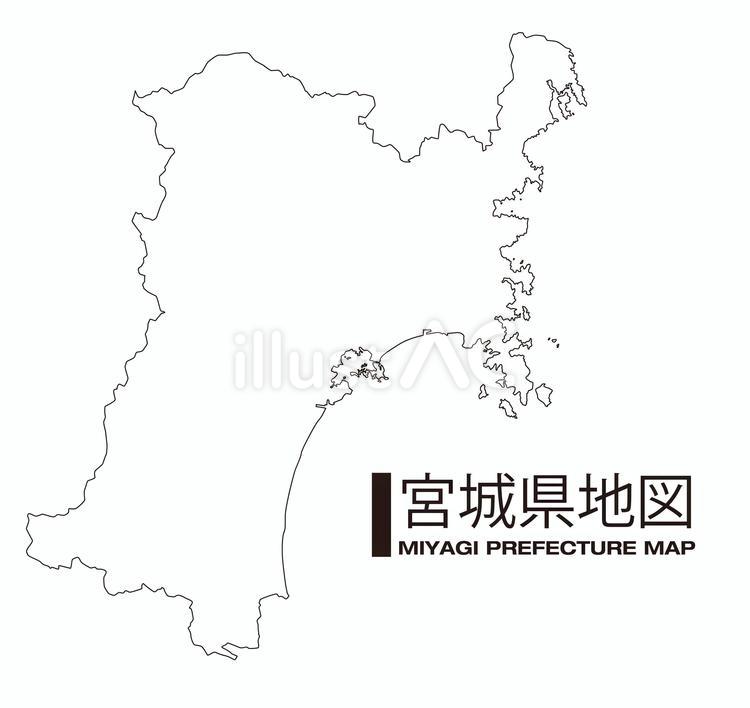 宮城県の白地図 宮城県,地図,白地図のイラスト素材
