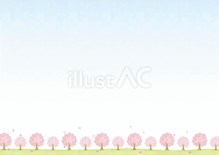 水彩_桜並木_背景01 桜,背景,桜並木のイラスト素材