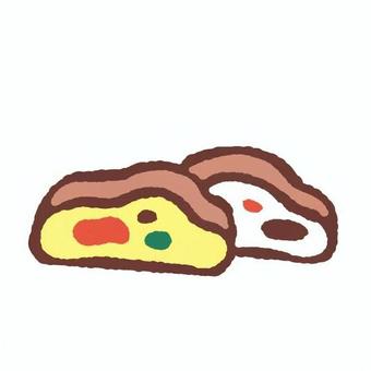 シュトーレン　2種 12月25日,冬,クリスマス,シュトーレン,パン,スライス,ナッツ,フルーツ,茶色,黄色のイラスト素材