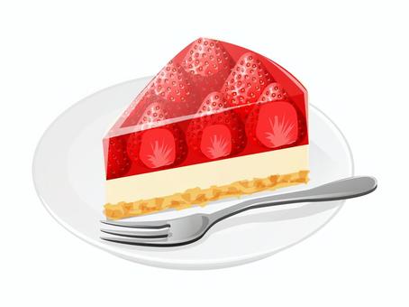 イチゴゼリーレアチーズケーキ4 チーズケーキ,ケーキ,イチゴ,ゼリー,スイーツ,料理,食べ物,チーズ,クッキー,皿のイラスト素材
