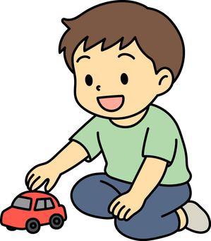 Illustration, un ragazzo, minicar, un giocattolo, 