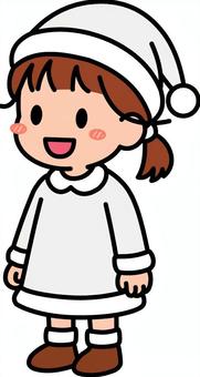 白のサンタコスの女の子です。