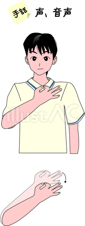 手話　聴覚　障害　声　音声　男性 手話,ジェスチャー,聴覚のイラスト素材