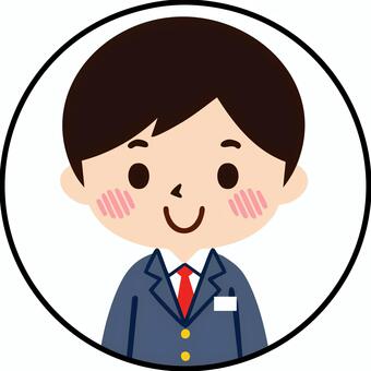 ネクタイ締めた男性丸アイコンその５ 男性,男子,男,会社員,学生,ネクタイ,スーツのイラスト素材