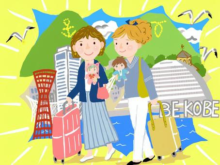 推し活　神戸 推し活,推し,推す,人物,神戸,いかり山,ポートタワー,ホテル,海,山のイラスト素材