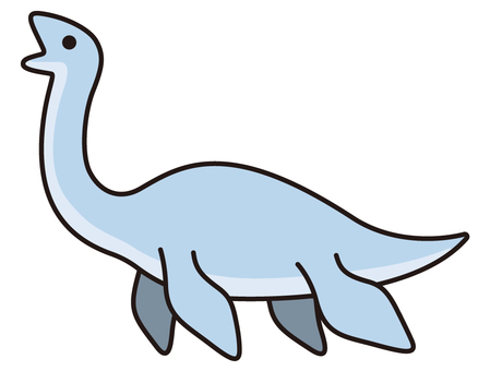 かわいい首長竜のイラスト 恐竜,首長竜,プレシオサウルス,水棲恐竜,古代生物,海,水辺,生き物,動物,かわいいのイラスト素材