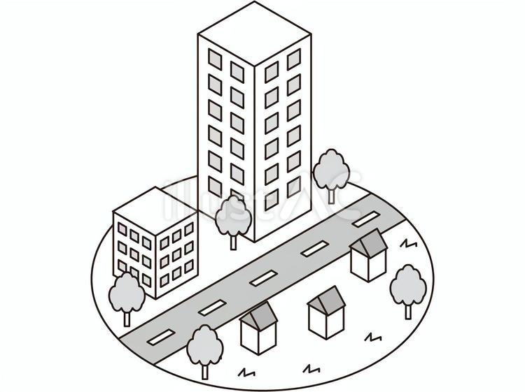 アイソメトリックの小さな街並みグレー色 街並み,町,建物のイラスト素材