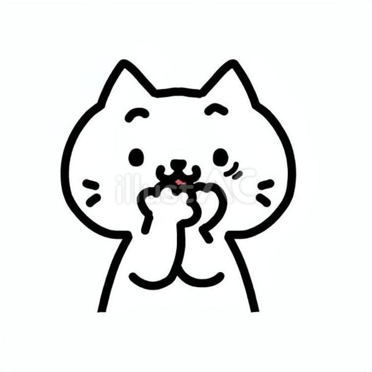 口を押さえて驚くねこ 猫,前足,顔のイラスト素材