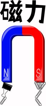 磁力　 磁力,磁石,理科,学習,実験,教材,u字,クリップ,くっつく,漢字のイラスト素材