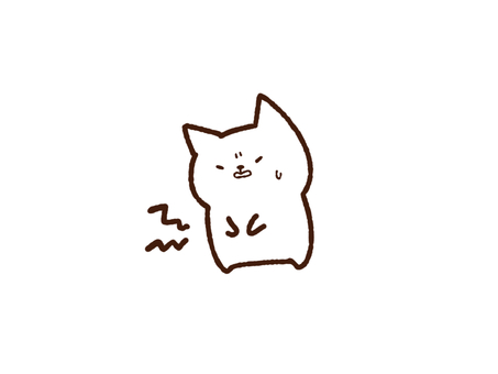 お腹が痛いネコ　線画01 猫,腹痛,吐き気,自律神経発作,不快感,線画,症状,病気のイラスト素材