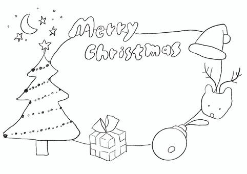 手描き風クリスマス線画フレーム クリスマス,線画,フレーム,手描き風,ぬりえ,おたより,お知らせ,印刷用,プリント用,冬のイラスト素材