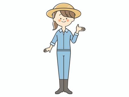 紹介する農家の女性 紹介,案内,説明,教える,農家,紹介する,誘導,お知らせ,解説,アドバイスのイラスト素材