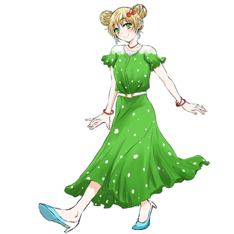 クリームソーダ擬人化女の子　枠アリ 女の子,ポップ,飲み物,クリームソーダ,緑,擬人化,夏,手描き,イラストのイラスト素材