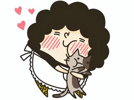 大阪のおばちゃん 大阪のおばちゃん おばちゃん,猫,女性,二頭身,可愛がるのイラスト素材