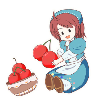 サクランボの女の子 さくらんぼ,チェリー,果物,小人,女の子のイラスト素材