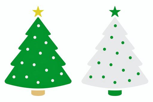 クリスマスツリー 2種類のカラーイラスト クリスマス,xmas,クリスマスツリー,メリークリスマス,クリスマスイブ,モミ,木,イルミネーション,デコレーション,星のイラスト素材